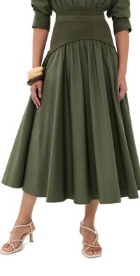 SIMKHAI Ovie Midi Skirt Fern XS