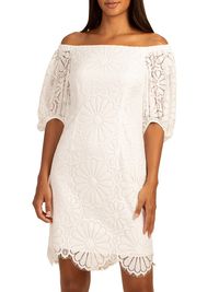 Women's Sweet Lace Shift Dress - White - Size 2