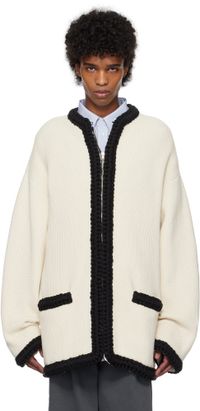 Moschino Blouson blanc cassé en coton bio mélangé