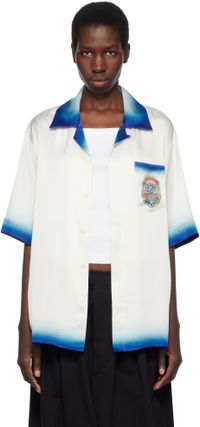 Casablanca White Casa Way Skate Short Sleeve Silk Shirt