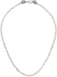 Emanuele Bicocchi Silver Link Chain Skulls Necklace