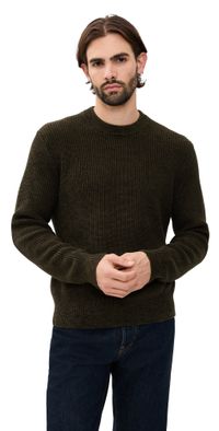 Madewell Marled Cotton Shaker Stitch Crewneck Sweater Dark Mocha L