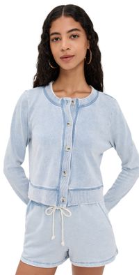 Z Supply Daily Knit Denim Cardigan Washed Indigo L