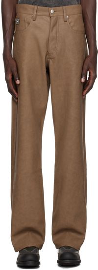 MISBHV Pantalon brun mat en cuir synthétique