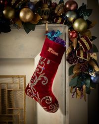 Spiritual Scroll Side-Beaded Stocking, Personalized