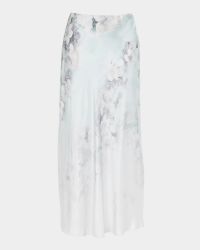 Degrade Print Washed Satin Midi Skirt