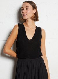 Maison 123 - Top droit en maille - Taille XL - Noir