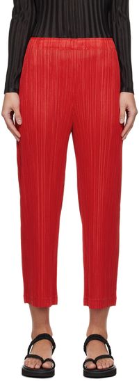 PLEATS PLEASE ISSEY MIYAKE Red Thicker Bottoms 1 Trousers