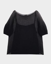 Sheer Harmonica-Pleated Sweater