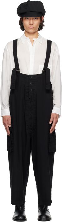 Yohji Yamamoto Salopette de travail noire en toile oxford - Scandal POUR HOMME