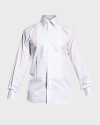 Men's Pleated Bib-Front Cotton Dress Shirt
