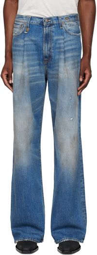 R13 Jean Damon bleu à plis exclusif à SSENSE