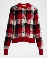 Buffalo Plaid Cashmere-Wool Cardigan