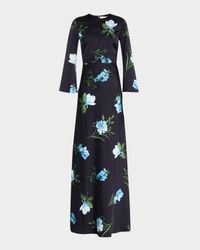 Alex Embellished Floral-Print Satin Crepe Gown