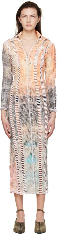 Luna Del Pinal Orange Polyester Midi Dress