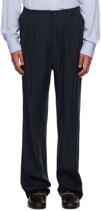 TOM FORD Navy Pleated Trousers