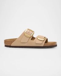 Arizona Leather Dual-Buckle Slide Sandals