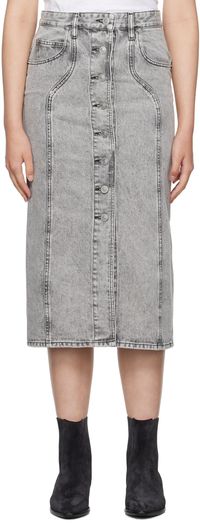 Isabel Marant Etoile Gray Vandy Denim Midi Skirt