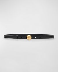 Smooth Leather Skinny Belt