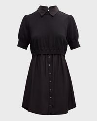 Lydia Silk-Blend Shirting Combo Mini Dress