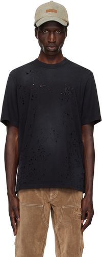 AMIRI T-shirt noir à effet usé Shotgun et à monogramme - Core