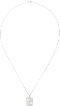 Ellie Mercer Silver Two Piece Texture Dog Tag Necklace