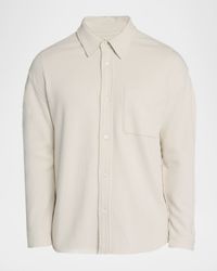 Men's Cotton Waffle Texture Button-Down Shirt