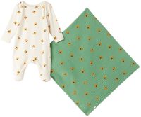 Bobo Choses Bébé | Ensemble de pyjama blanc cassé et vert à motif graphique