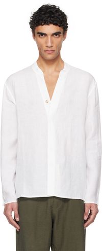 COMMAS White Loop Closure Linen Shirt