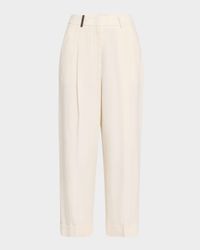 Pleated High-Rise Cropped Pants