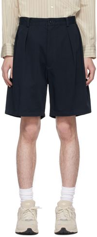 YLÈVE Navy Pleated Shorts