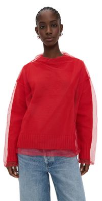 MSGM Overlay Crewneck Pullover Red S