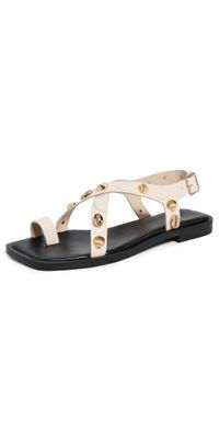 Freda Salvador Paxton Sandals Bone Calf with Gold Shells 9.5