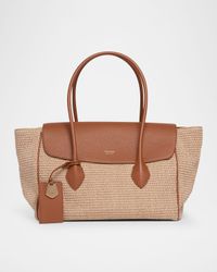 Florence Raffia and Leather Top-Handle Bag