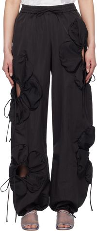 J.KIM Pantalon de détente noir à appliqués floraux