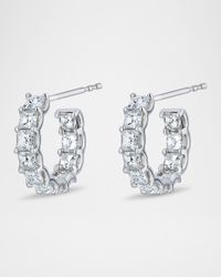 18K White Gold Oval Diamond Hoop Earrings, 0.5"Dia., 3.06tcw