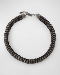 Leather Braided Tubular Monili Choker Necklace