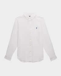 Boy's Classic Embroidered Sport Shirt, Size S-XL