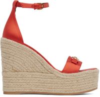 Versace Orange Medusa '95 Satin Wedge Heeled Sandals