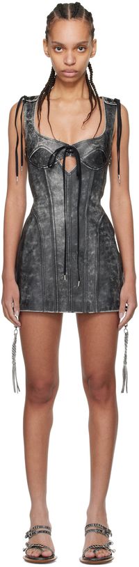 KNWLS Robe courte Nihil noire en cuir