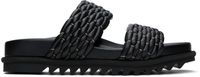 Dries Van Noten Sandales noires en cuir tressé