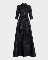 A-Line Metallic Jacquard Shirt Gown