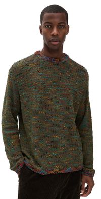Obey Martin Lightweight Crew Neck Sweater CHIVE MULTI M