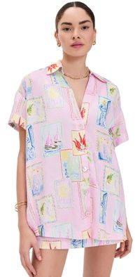 Show Me Your Mumu Parker Button Down Shirt Summer Soleil Linen XL