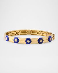 18K Yellow Gold Baia Sommersa Diamond and Lapis Bangle Bracelet