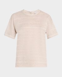 Striped Crewneck Cotton-Linen Shirt
