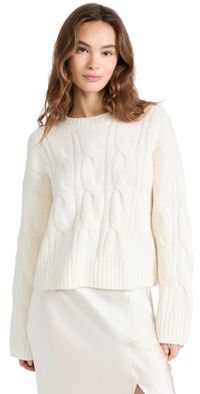 Sablyn Cable Knit Cashmere Sweater Foggy L