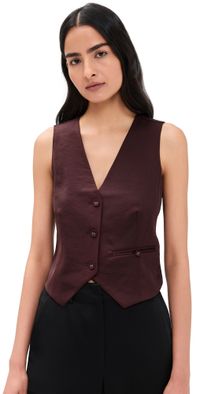 LE BOP Simone Satin Vest Mahogany 2