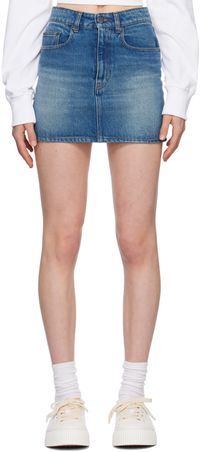 AMI Paris Blue Five-Pocket Denim Miniskirt