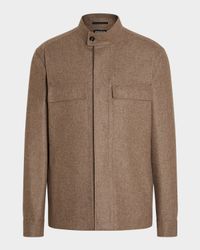 Men's Melange Cashmere Overshirt with Pockets